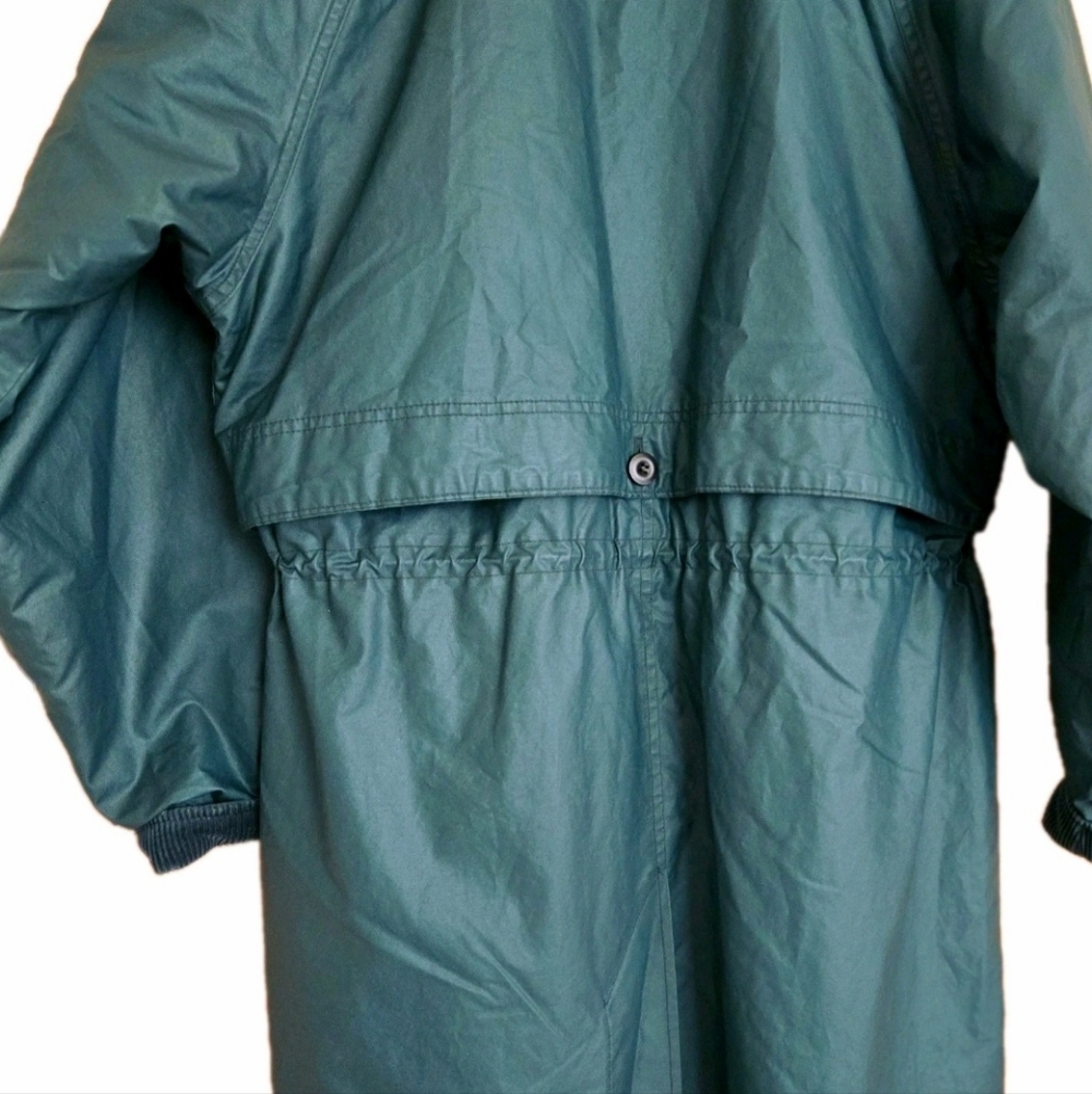 Vintage 1970s Woolrich Green Trench Raincoat Field Chore Jacket Sz L /USA Made - Picture 8 of 13